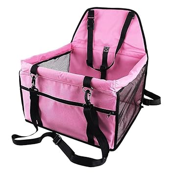 Bingo Pet Car Seat, Sturdy Reinforced Structure, Shortened Leash with Metal Snap Hook, Loops for Seat Belt, Waterproof Thick Soft Fleece Pad,Small and Medium Cats and Dogs with Pad (Blue)