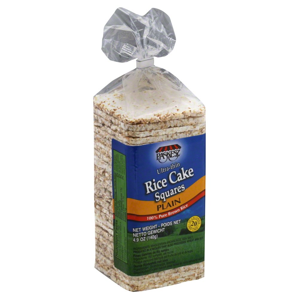 PaskeszUltra Thin Rice Cake Squares, Plain, 4.9 oz