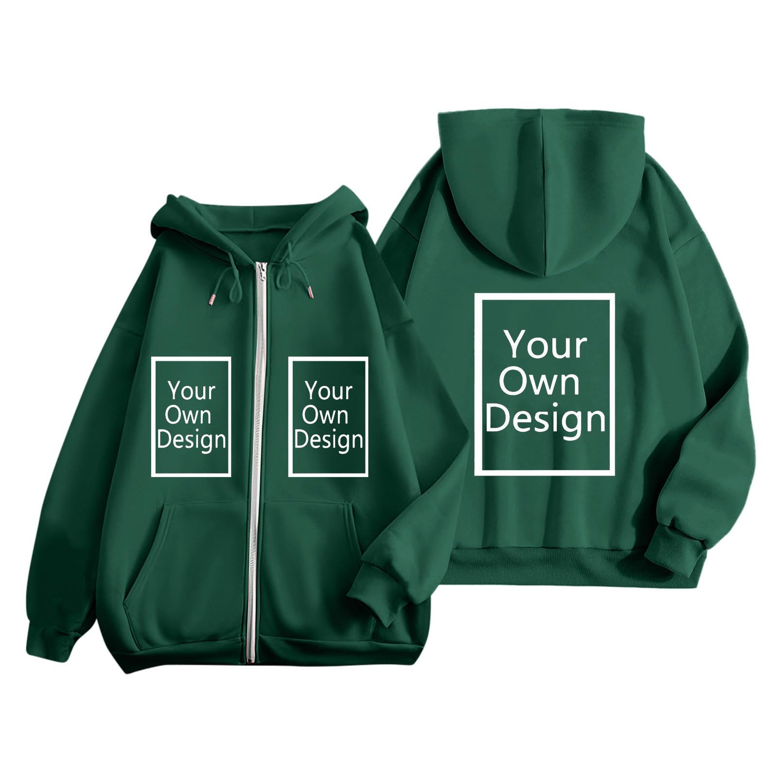Custom Jackets Design Your Own Full Zipper Hooded Sweatshirt Custom Sweatshirt T Shirts Add Your Own Text or Picture