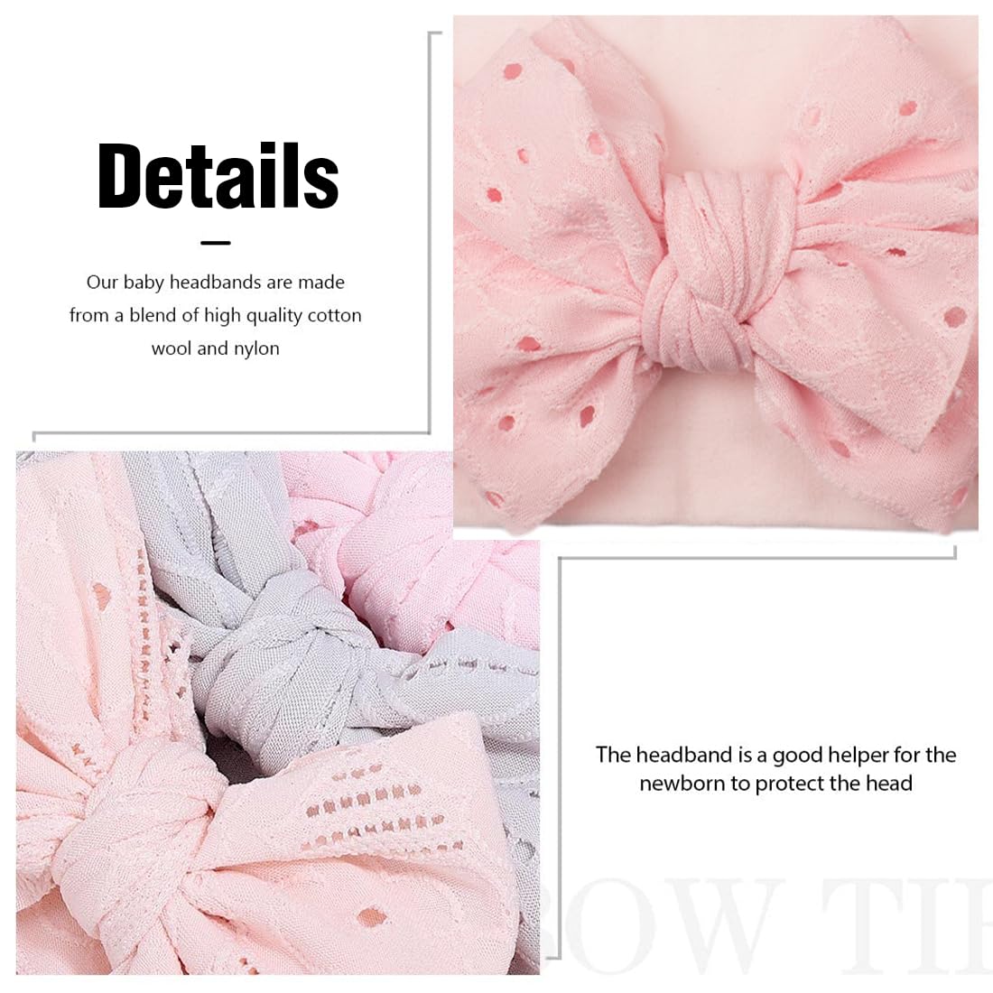 Fasce Per Capelli Neonata Con Fiocco | Set 2 Pezzi | Morbide E Elastiche | 0-3 Anni - Foto 4