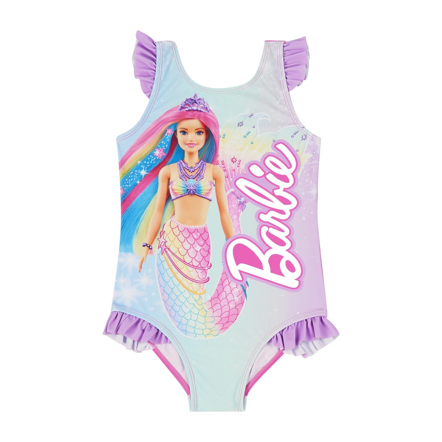 Barbie Girls Green/Lilac Swimsuit, One Piece Swimming Costume, Swim Wear, Official Merchandise (Uk, Age, 3 Years, 4 Years, Regular, )