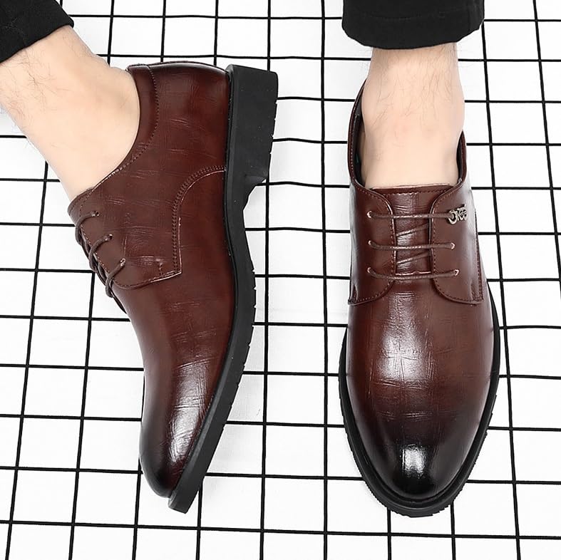 Men's Pointed Toe Dress Shoes Modern Wedding Office Classic Oxfords Shoes Breathable Comfort Business Lace Up Work Leisure Leather Dress Shoes4