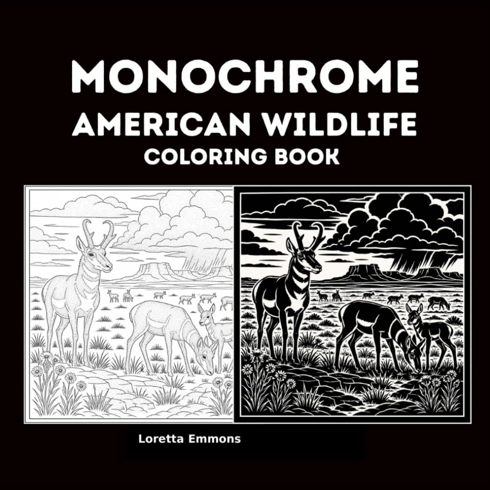 Monochrome Coloring Book: American Wildlife