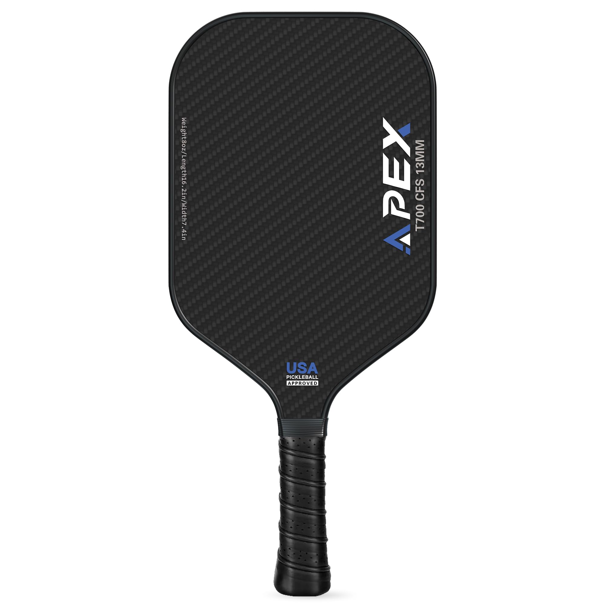 Pickleball Paddles, Raw Carbon Fiber Pickleball Paddle with 13MM Polypropylene Honeycomb Core, Carbon Friction Surface(CFS) - USAPA Pickleball Rackets, High Grit & Spin for Beginners and Intermediates