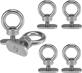 Kingsea Stainless Steel Kayak Track Mount Tie Down Eyelet Rail for Kayak Canoe Boat Bungee Cord Ropes (6 Pack)