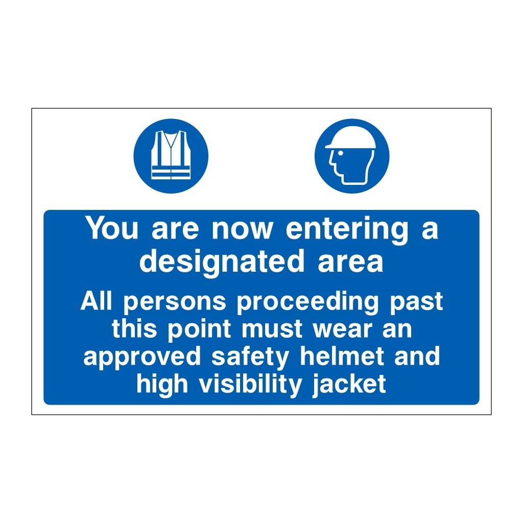 You are now entering a designated area PPE sign - Mandatory 8x12 Metal Tin Sign Garage Man Cave Wall Decor