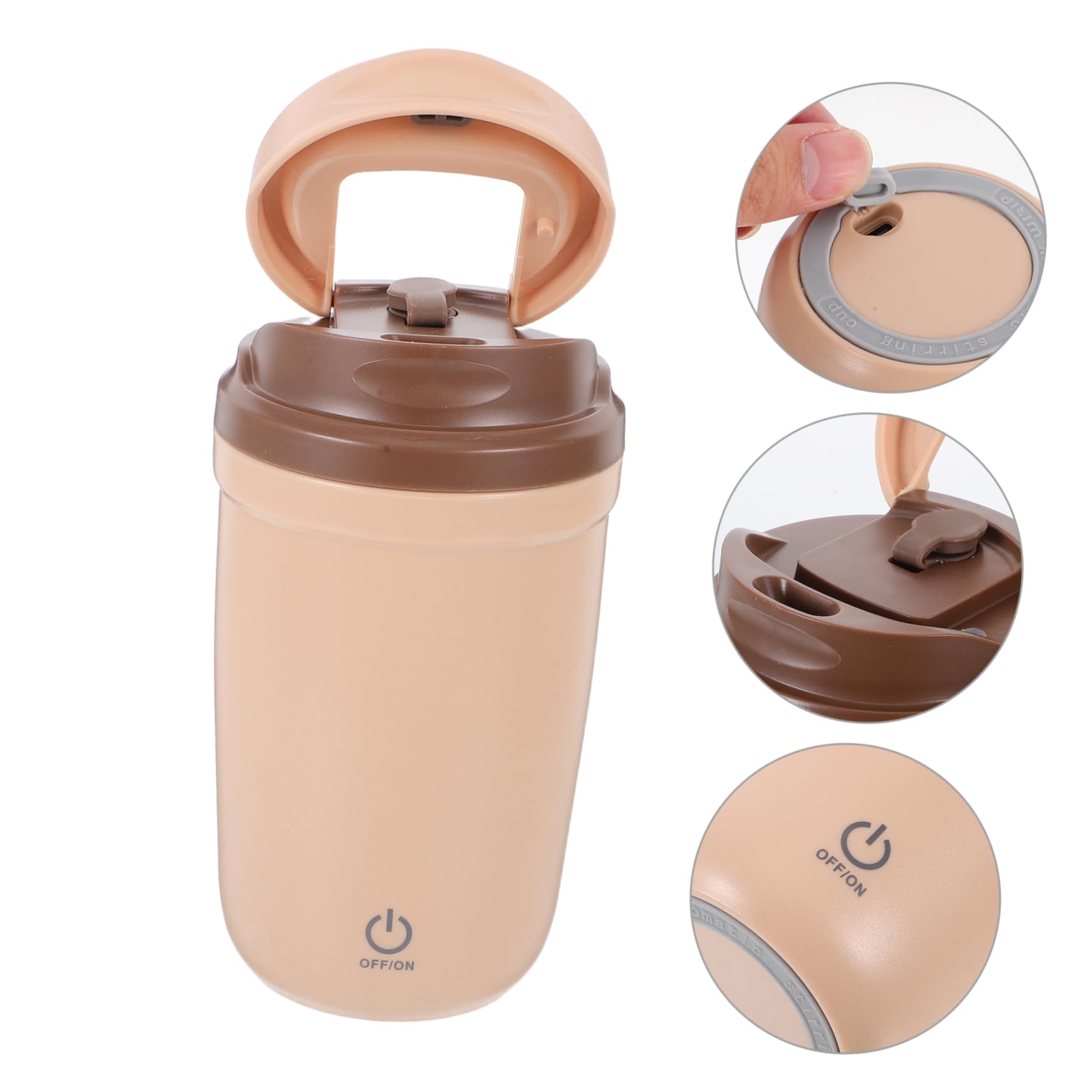 ULTECHNOVO Shaker Proteine Elettrico 400ml in Acciaio Inox Beige | Tazza Mescolatrice Ricaricabile, Abs Magnete e Rame, 400ml per Outdoor e Viaggio