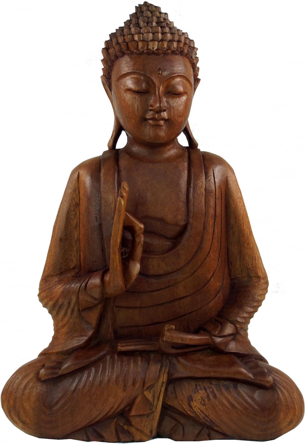 Guru-Shop Buddha di Legno, Statua di Buddha, Fatto a Mano 50 cm, Vitarka Mudra, Marrone Scuro - Design 15, Buddha