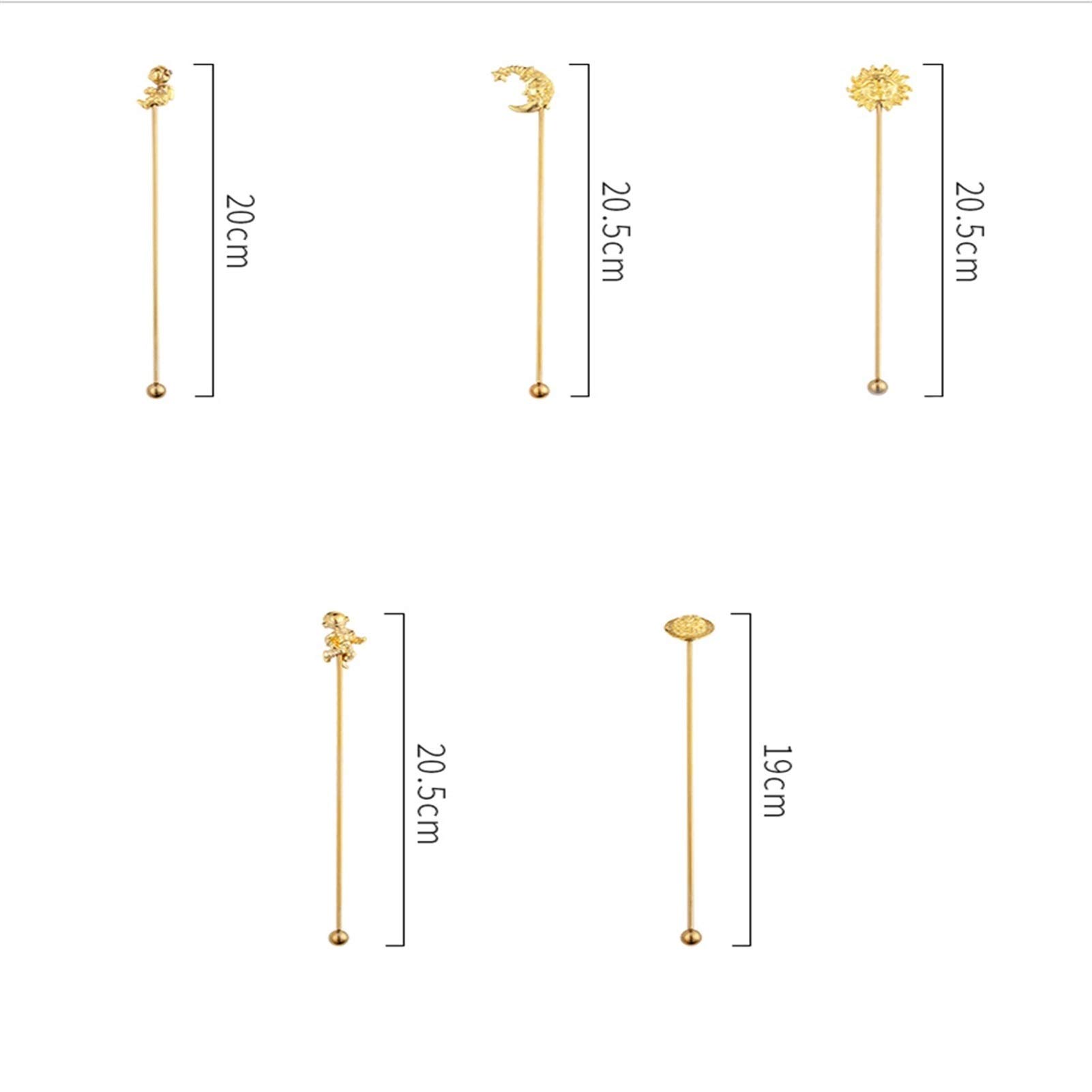 Cucharas de Postre Coffee agitando el palillo Creativo Acero Inoxidable Swizzling Stick Fruit Leche Tea Leche Cocktail Bebida Remitente Reutilizable ​Cucharas de Cóctel (Color : A)