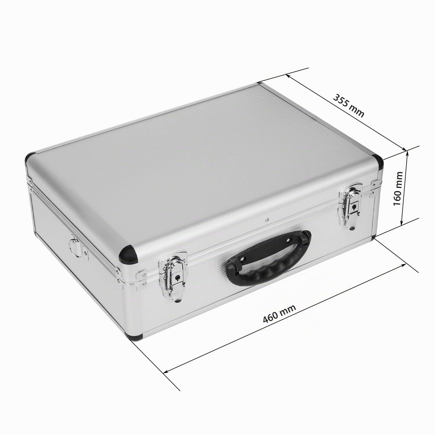 anndora Werkzeugkoffer 70102 Werkzeugkiste Mehrzweckkoffer mit Sortierfächern 46 x 35,5 x 16 cm abschließbar - Silber Aluminium