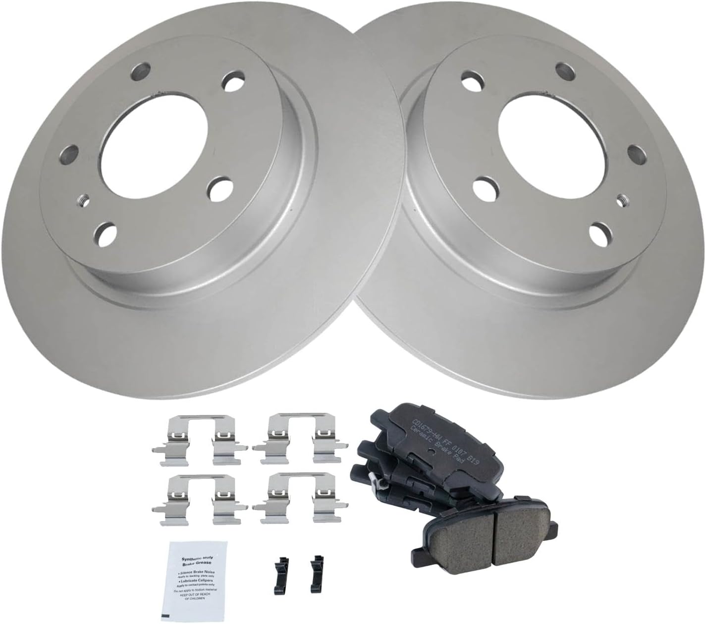 TRQ Rear Brake Pad & Rotor Kit Brake Pads Brake Rotor Ceramic Compatible with 2014-2016 Mazda 3