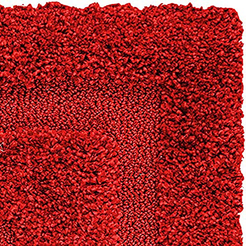Image of (Pack of 2 Rectangular Box Shaggy Carpet for Living Room, Bedroom, High Low Design Finish Microfiber 1.8 Inch Pile High, 2x6 Feet Runner Red|Red Color