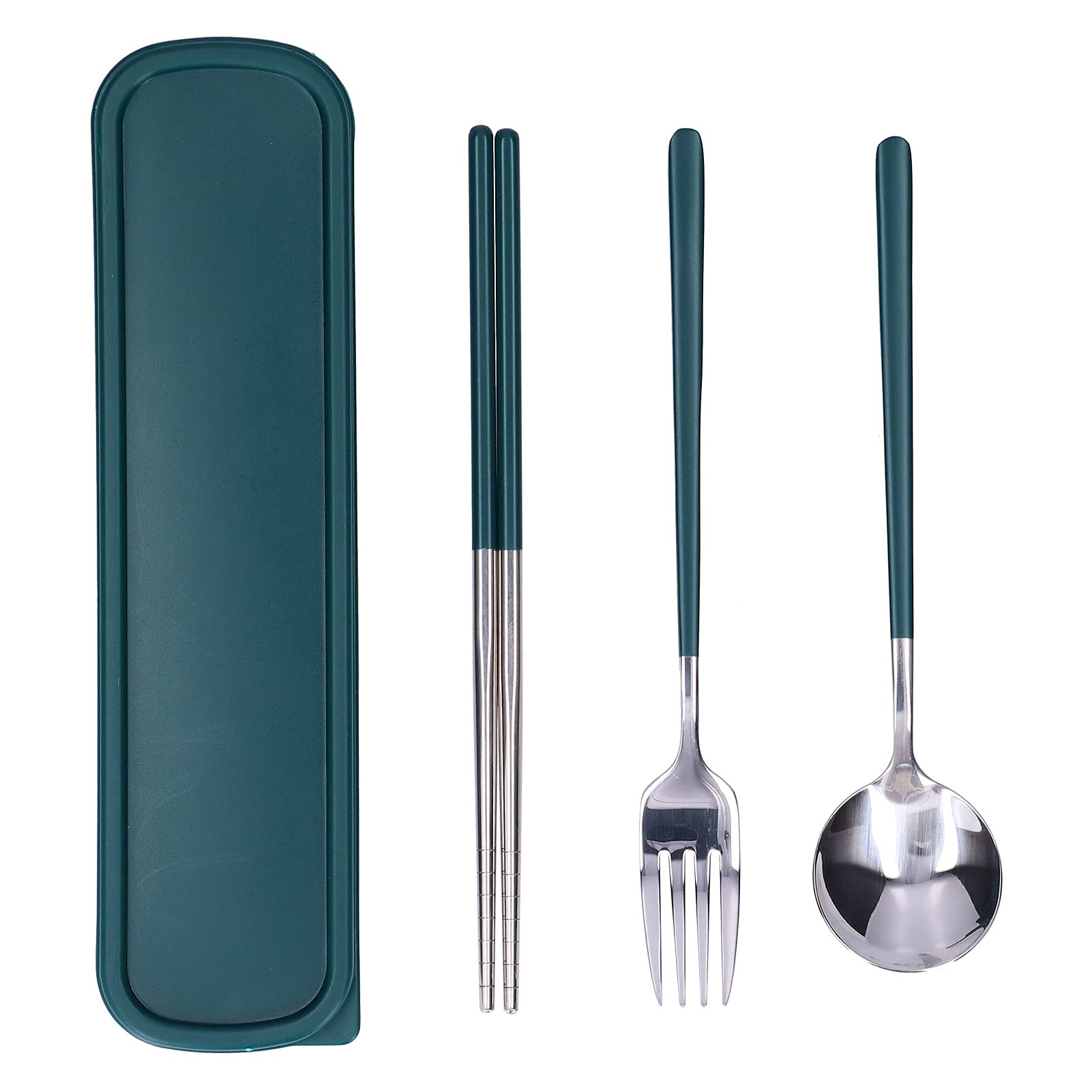 Set di Utensili da Viaggio, Posate in Acciaio Inossidabile, Set di Posate, Set di Bacchette, forchetta e Cucchiaio per Cucina, Picnic all'aperto, Barbecue, Escursionismo, Utensili da Cucina