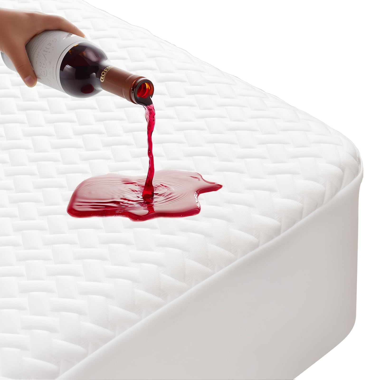 MEREZA Waterproof Mattress Protector Single Bed with 40cm Extra Deep Fitted Skirt Bed Cove...