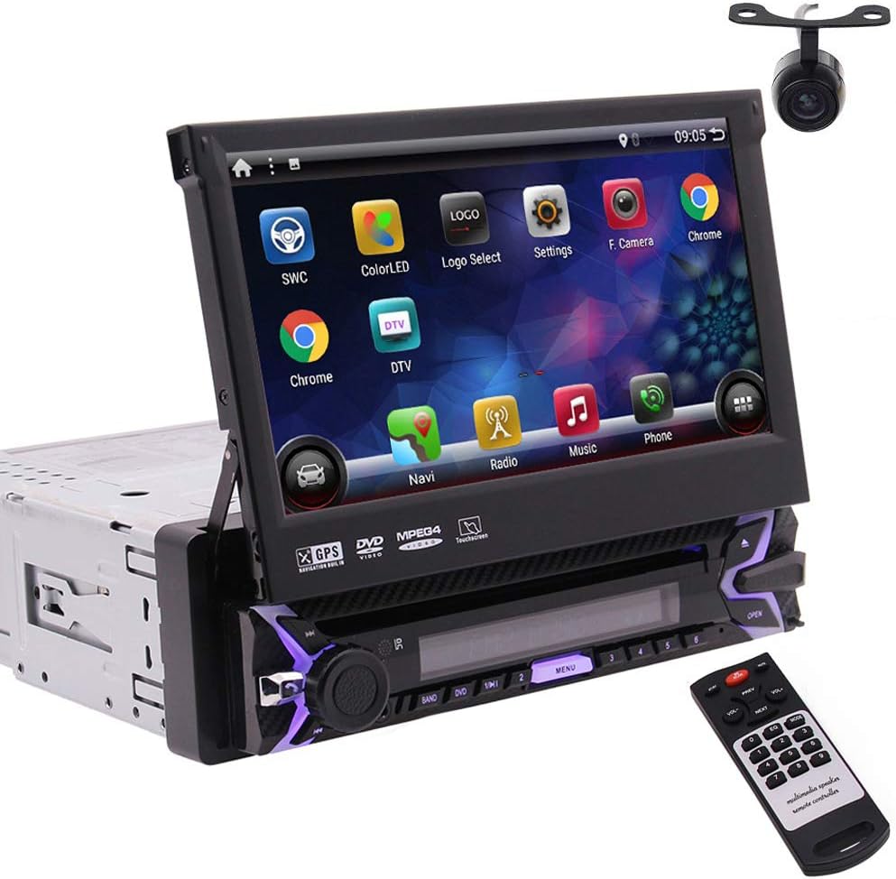 EINCAR Android 10.0 Quad Core 7 Inch Detachable Touchscreen Single Din Car Stereo Bluetooth 1 Din DVD Player Radio GPS in Dack Navigation Autoradio 1080p Phone Mirror WiFi 4G USB with Backup Camera