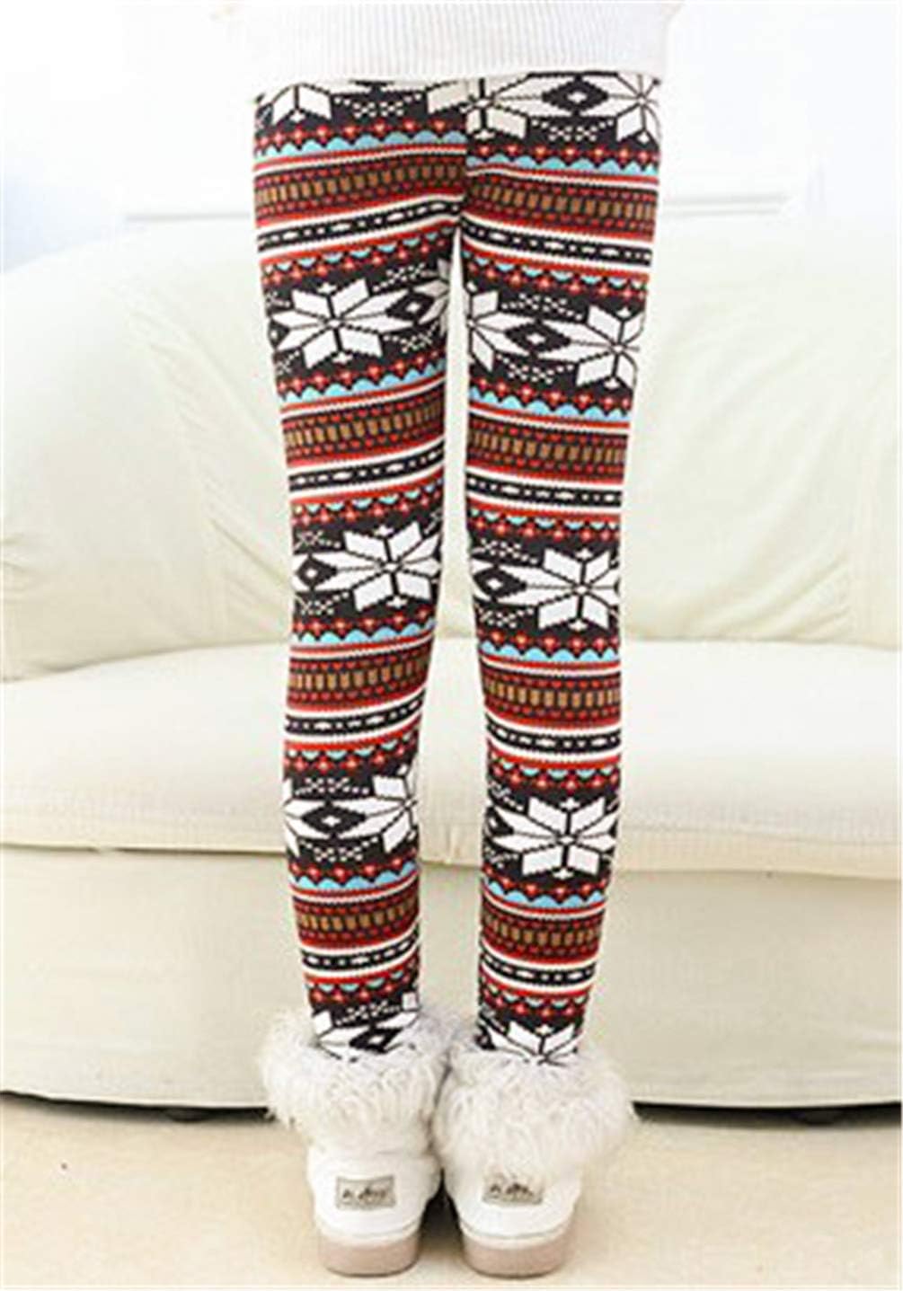 Rysly Girls Winter Thick Warm Long Pants Printing Fleece Lined Leggings - Image 4