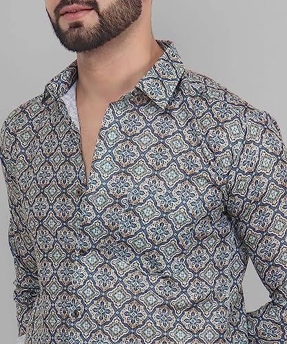Image of TB Trybuy.in Retro Full Sleeve Casual Linen Printed Shirt for Men