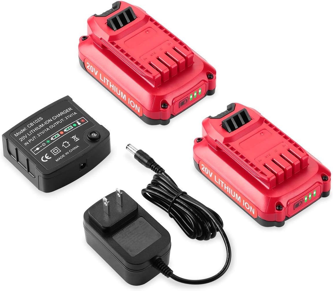 60% оƒƒ Dіѕсоunt Powilling 2Pack 3.0Ah V20 Lithium Replacement Battery for Craftsman 20V Lithium Ion Battery CMCB202 CMCB202-2 CMCB204 CMCB204-2 with Portable Charger for Craftsman 20V Lithium Batteries