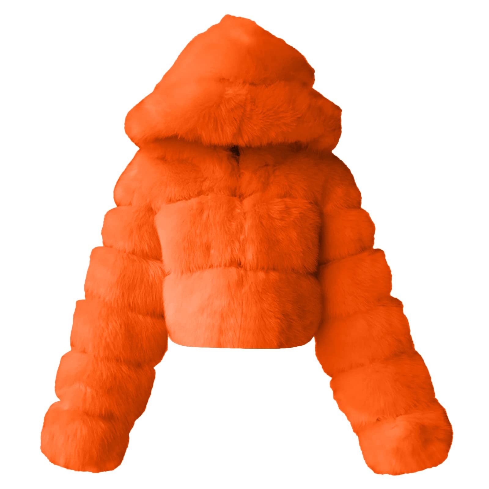 Chaqueta Mujer Invierno Abrigos De Cazadora Forro Polar，Chaqueta femenina peluda cálida con capucha corta imitación manga larga prenda abrigo estilo moderno para mujer