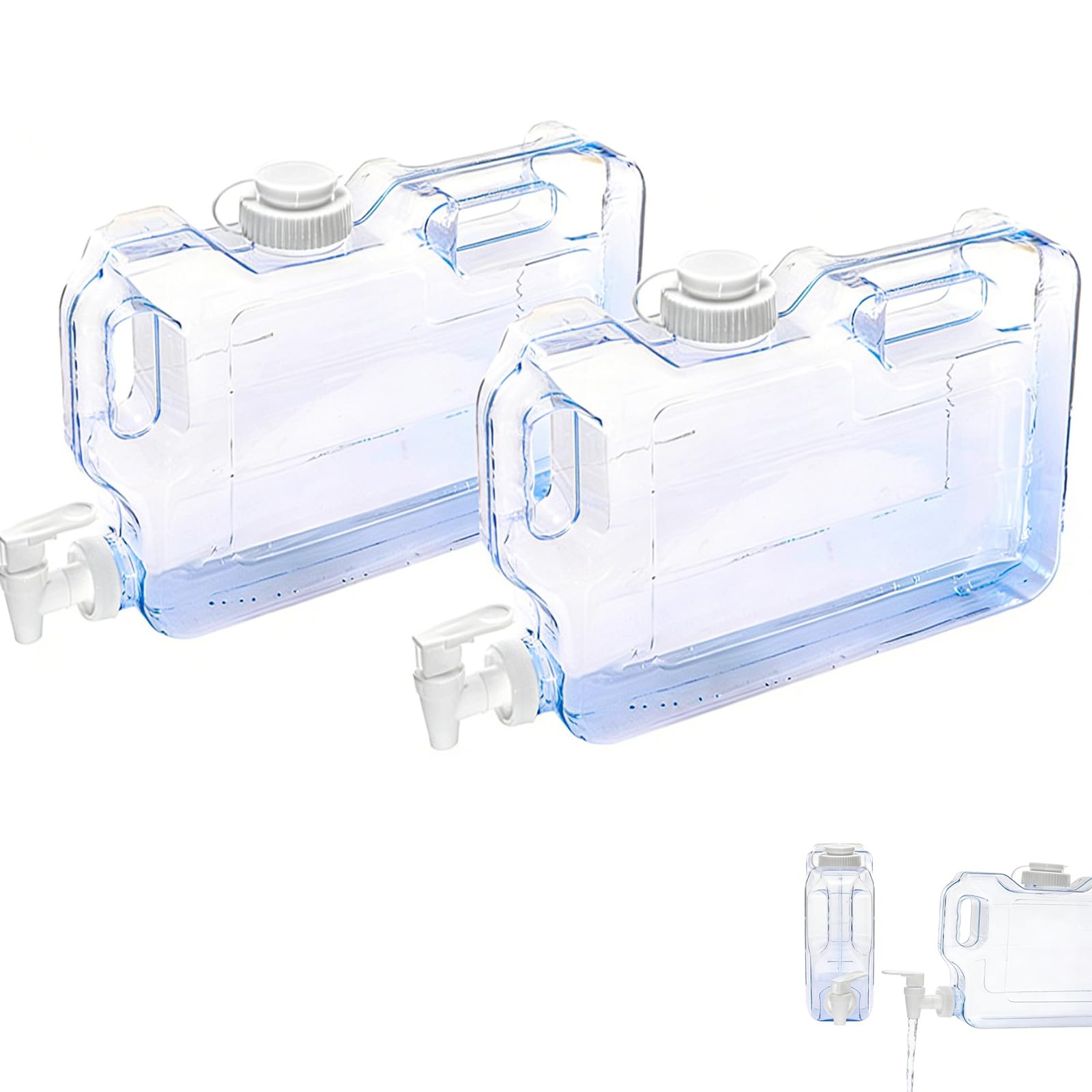 4L Water Dispenser with Tap, Fridge Water Dispenser, Water Container with Tap for Home, Camping, Caravan, Leak-Proof Spout, Wide Mouth Easy Clean (2PCS)