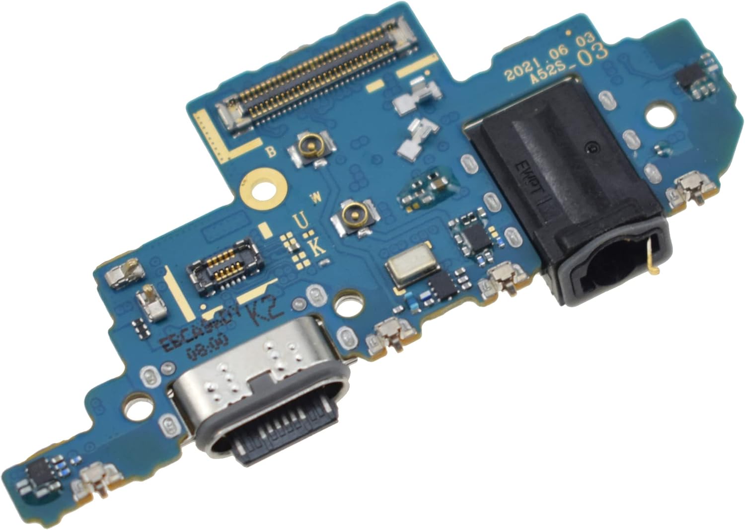 USB Charging Port Replacement Part Assembly Board for Samsung Galaxy A52s 5G SM-A528B with Microphone Headphone Jack and Tool Kit