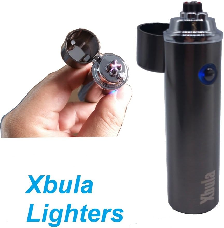 Xbula Double Arc New Design USB Lighter Rechargeable Windproof Flameless Electronic Coil Premium+ Gift Box (Silver Metalic)