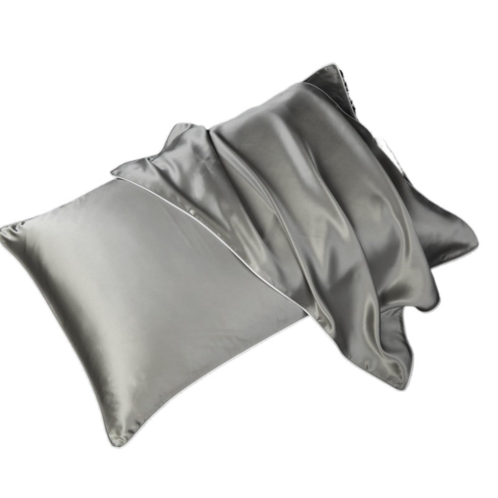 Taie d'oreiller en Soie de mûrier 19 Momme Taie d'oreiller en Soie de mûrier Naturelle Solide Housse d'oreiller Respirante et Douce for la Peau(Silver Grey,51x66cm)