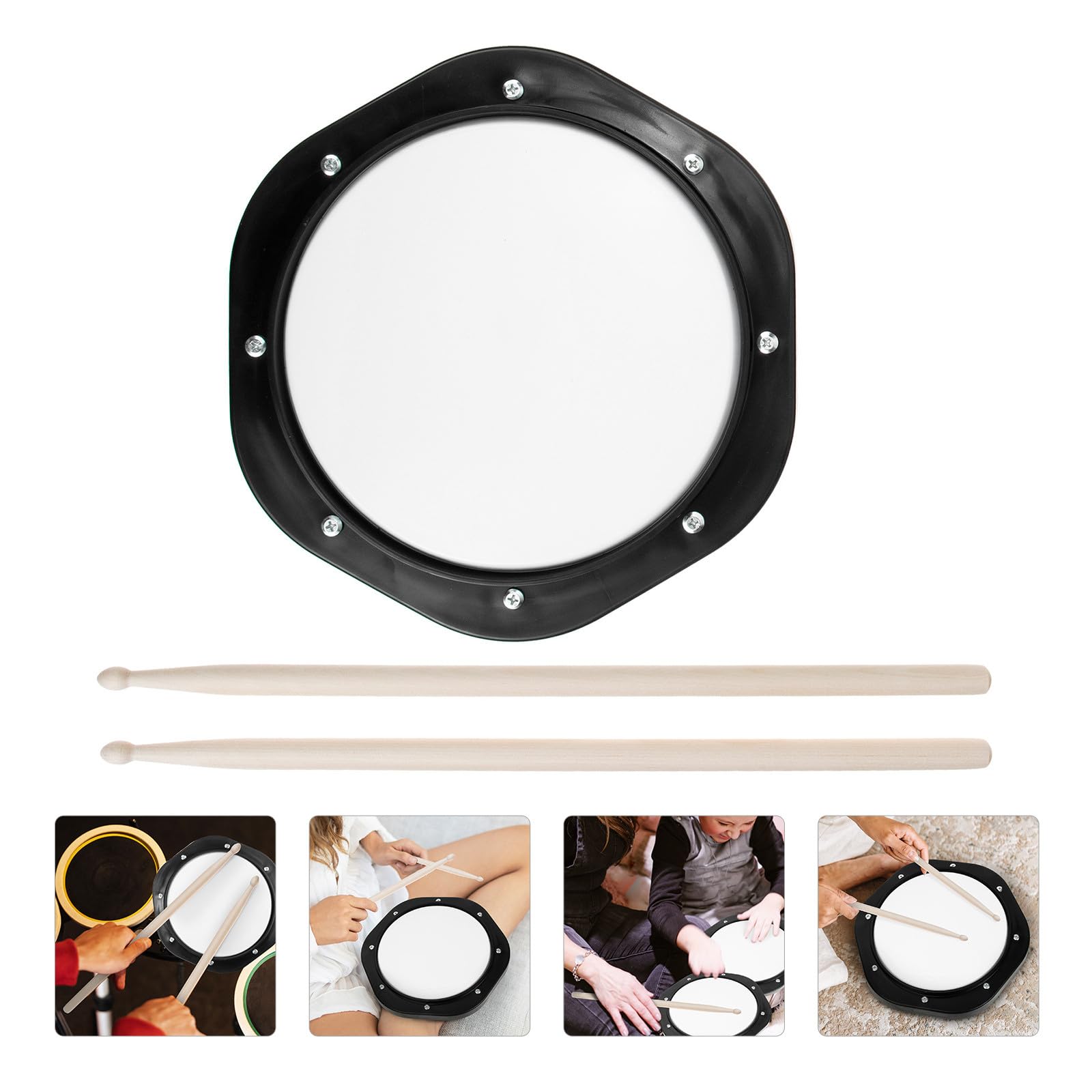 BESPORTBLE Pad Batteria da Allenamento Cuscino per Esercizi e Bacchette Professionali, Nylon e Legno, Adatto per Casa e Studio di Batteria Jazz