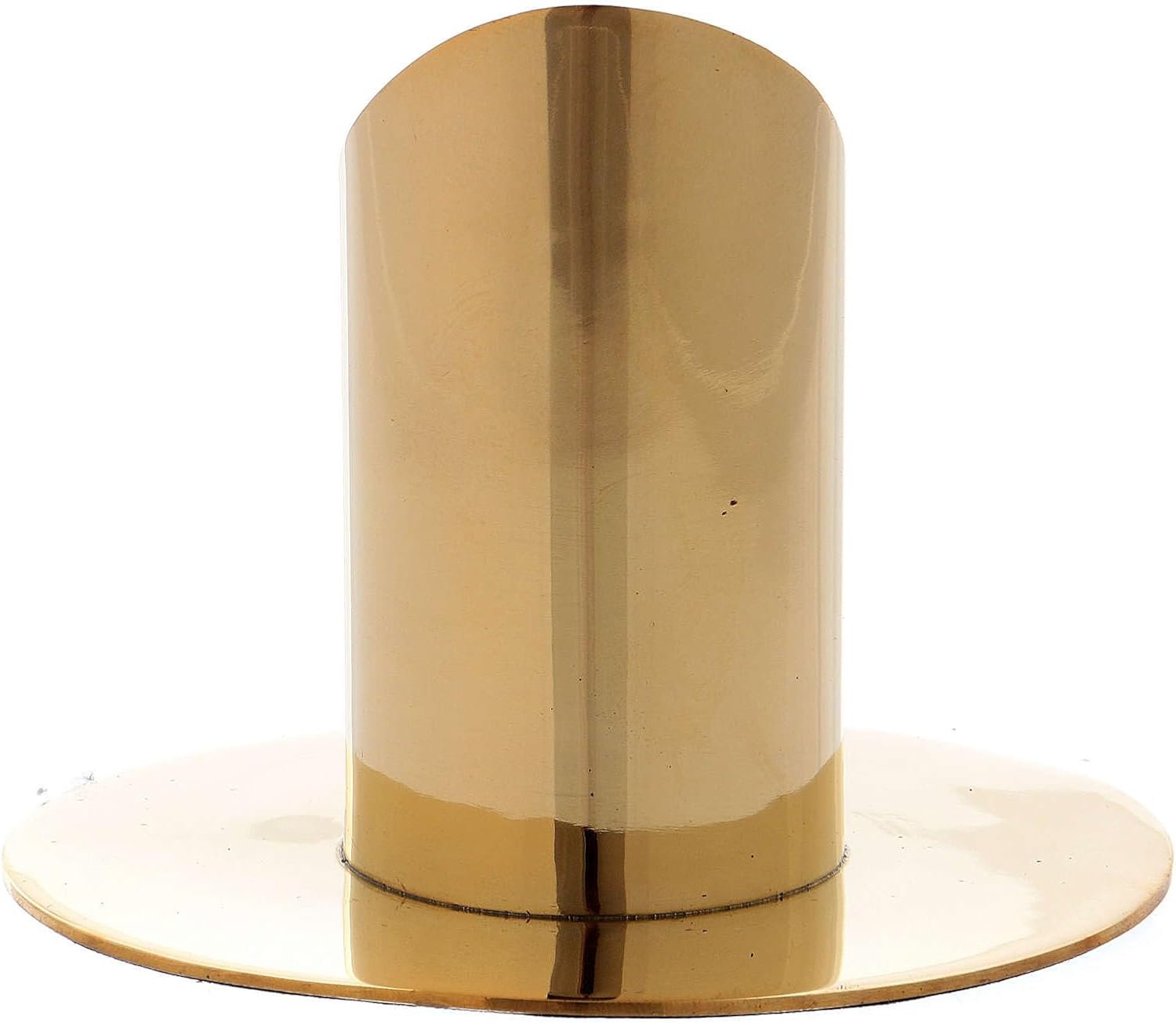 Cylindrical Candlestick in Polished Gold Plated Brass 1 1/2 in