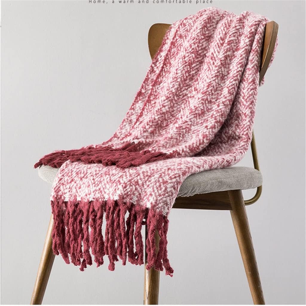 Office Lunch Break Cotton Air Conditioning Blanket Striped Sofa Throw Tassel Flannel