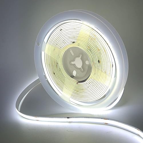 Wisada Tira de luz LED COB blanca USB de 5M 6000K, DC 5V 320 LEDsM de alto brillo para uso en interiores, IP21, no impermeable, flexible, para