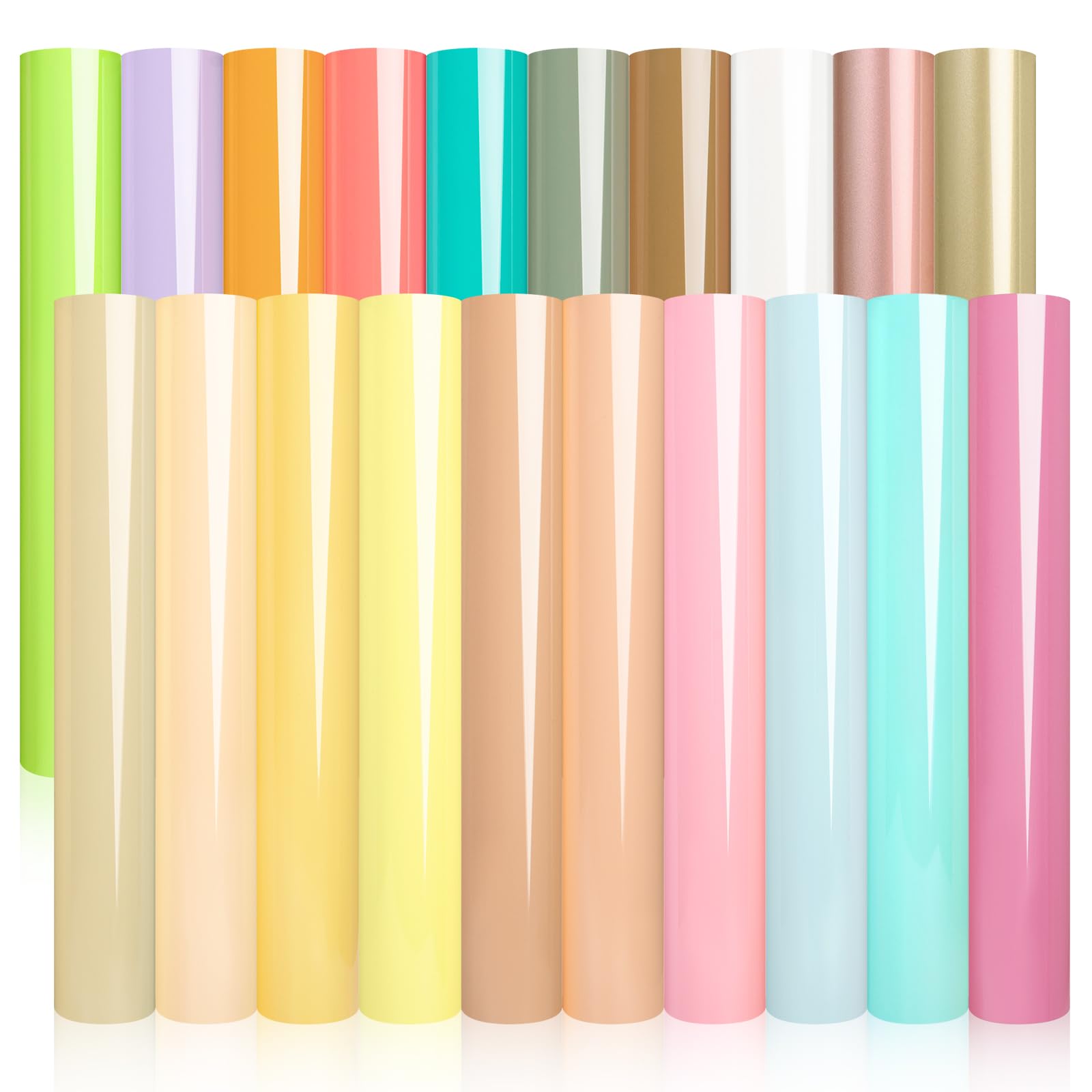 WRAPXPERT Pastel HTV 20 Packs Heat Transfer Vinyl Bundle,Boho Color Iron on Vinyl for Clothing 12 X 10in Neutral Tone HTV Pastel Pink/Lilac/Cream Vinyl Sheets