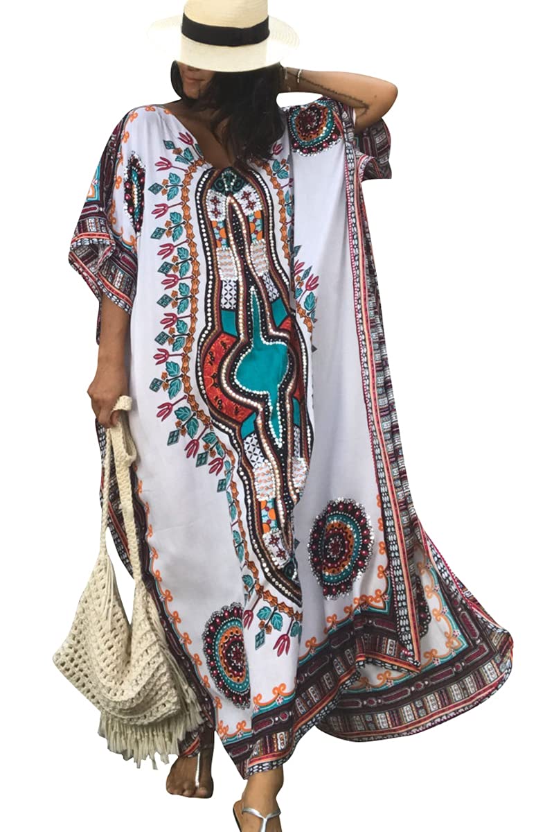 L-Peach Kaftan Vestido Largo de Playa para Mujer