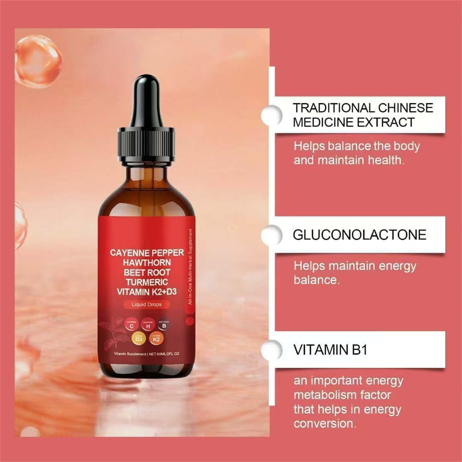 Aeluro Cayenne Drops, Aeluro Cayenne Pepper Drops, Extracto de pimienta de Cayena, Gota de pimienta de Cayena, Gota líquida natural de pimienta de Cayena, impulso del metabolismo, fórmula suave (3)