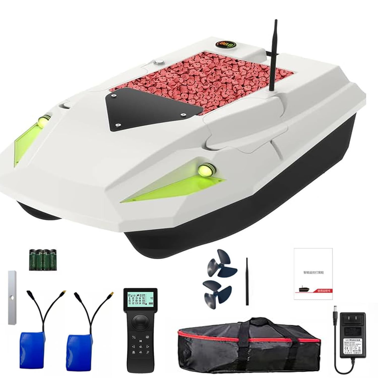 Nuevo Barco de Cebo D50B, Barco De Cebo para Pesca con Sistemas De Liberación De Cebo, con GPS, Posicionamiento de 100 Puntos, Velocidad Ajustable, Capacidad de Carga 2 kg, Ideal para Lanzar Cebo