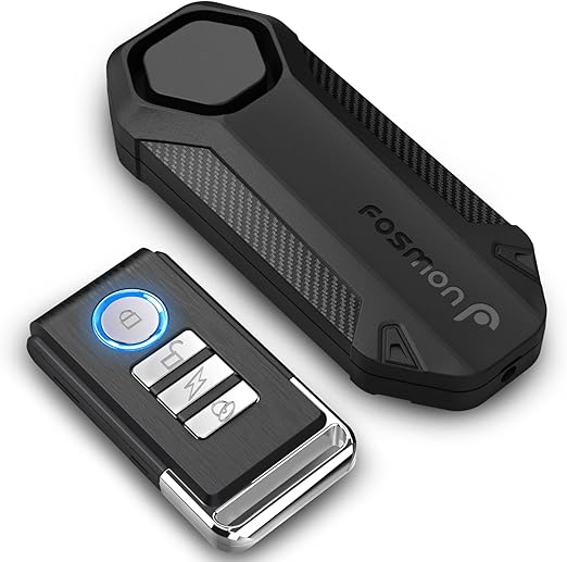 Fosmon 113db Bike Alarm with Remote, Motion Sensor Bicycle SOS Alarm, IP65 Waterproof Anti Theft Alarm System, Wireless Siren for E-Bike, Motorcycle, Scooter, Cart, Trailer