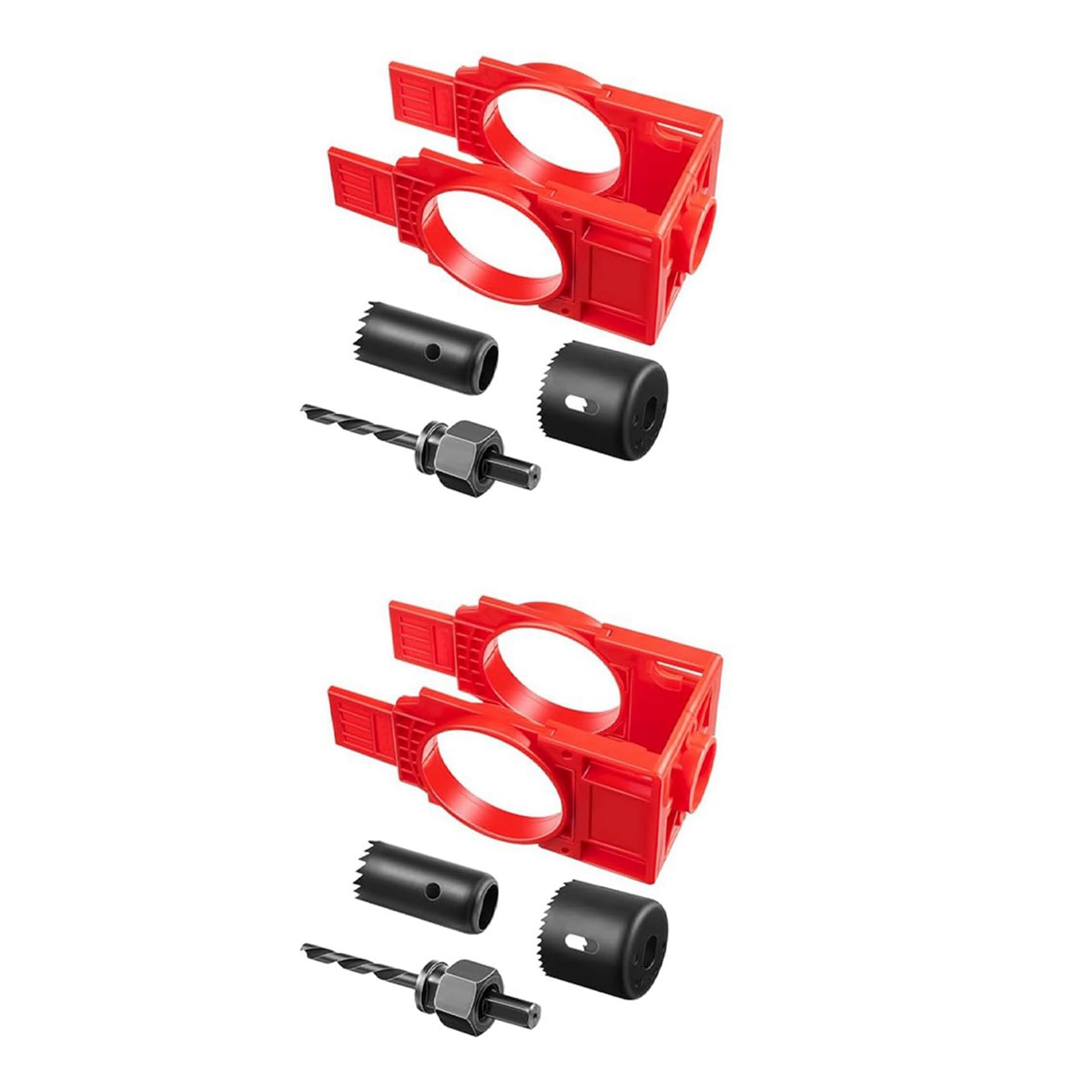 Jnchdghwa Red 2X Door Lock Installation Kit,Door Hole Drilling Kit For Wooden Doors,Door Lock Hole Saw Door Knob Installation Kit