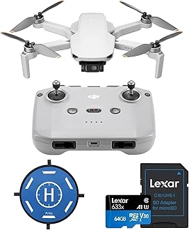 DJI Mini 4K, Drone with 4K UHD Camera for Adults, Under 249 g, 10km Video Transmission, Auto Return, Wind Resistance, 1 Battery for 31-Min Max Flight Time, Bundle with 64gb SD Card and Landing Pad