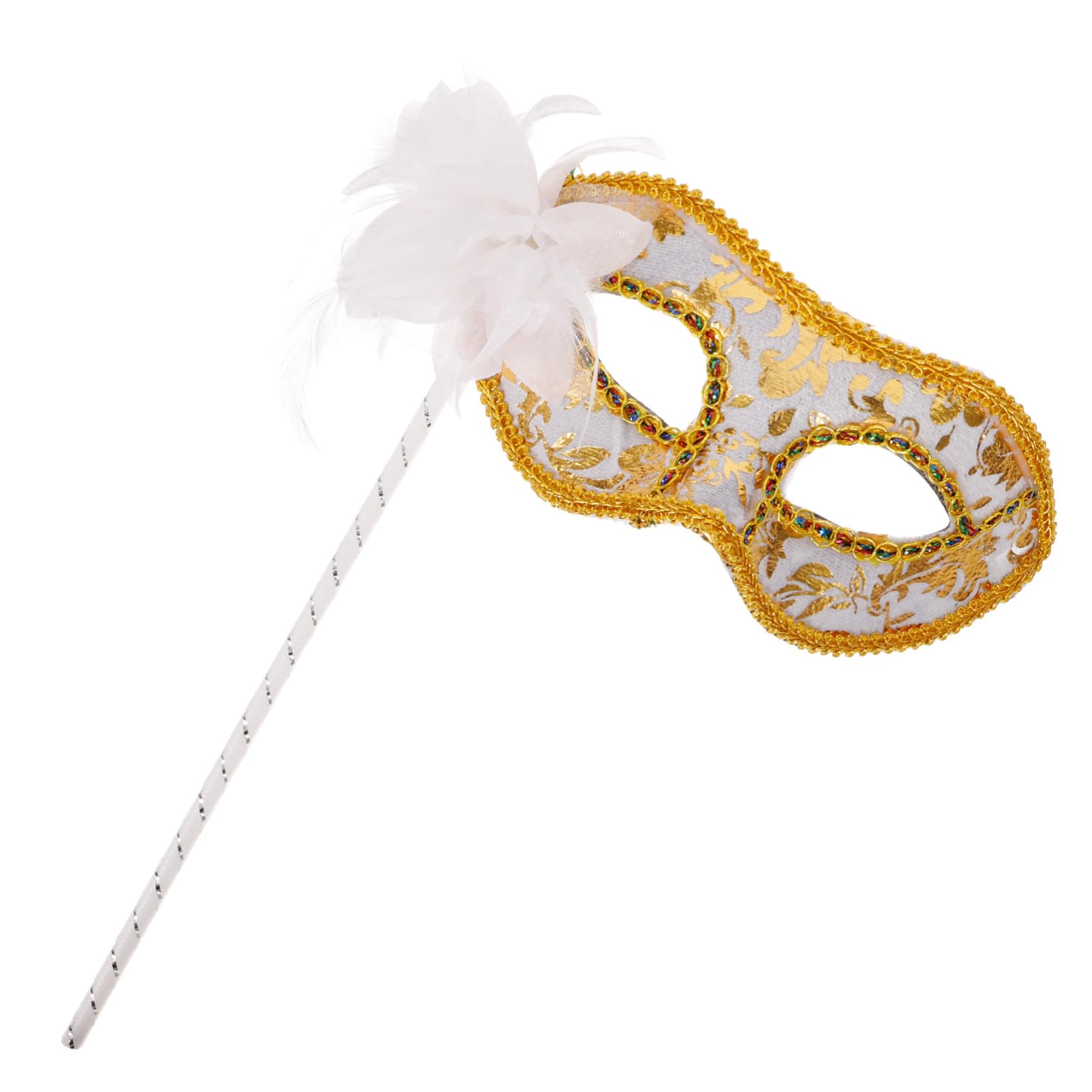 OATIPHO Masquerade Mask for Women Handheld Half Face Costume Mask Lightweight and Comfortable for Halloween Costume Parties Prom Dances Intricate Design with Materials