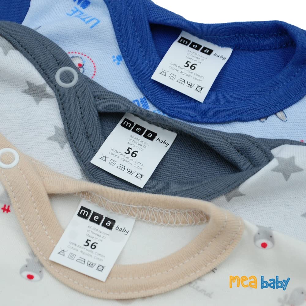 Body unisex de manga larga para bebé de Mea Baby, 100 % algodón, en paquete de 5 unidades, con estampado, body de manga larga para bebé