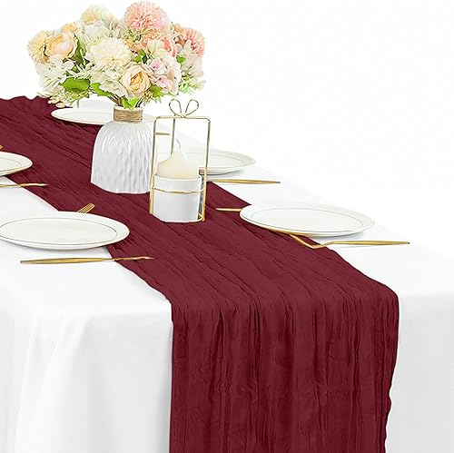 Miniatura 24 de 12 piezas de 10 pies de camino de mesa verde salvia de estopilla, 35 x 120 pulgadas de largo, camino de mesa de gasa para mesas, decoración bohemia,