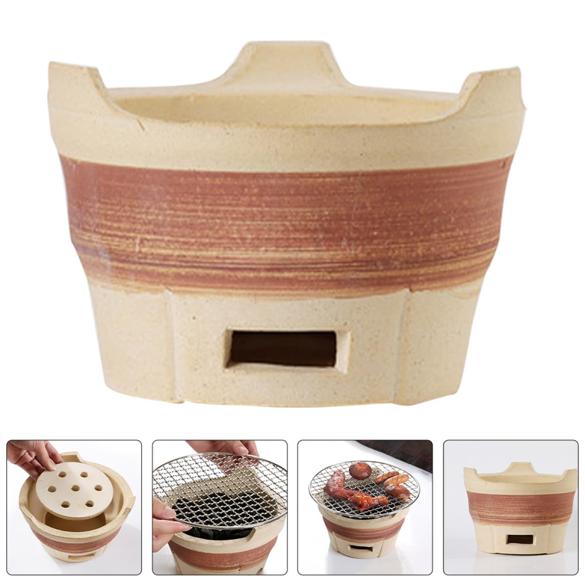 Leichter Outdoor Grill aus Ton für Camping und Grillen Multifunktionaler Holzkohlegrill als Praktisches Grillzubehör für Draußen und Garten