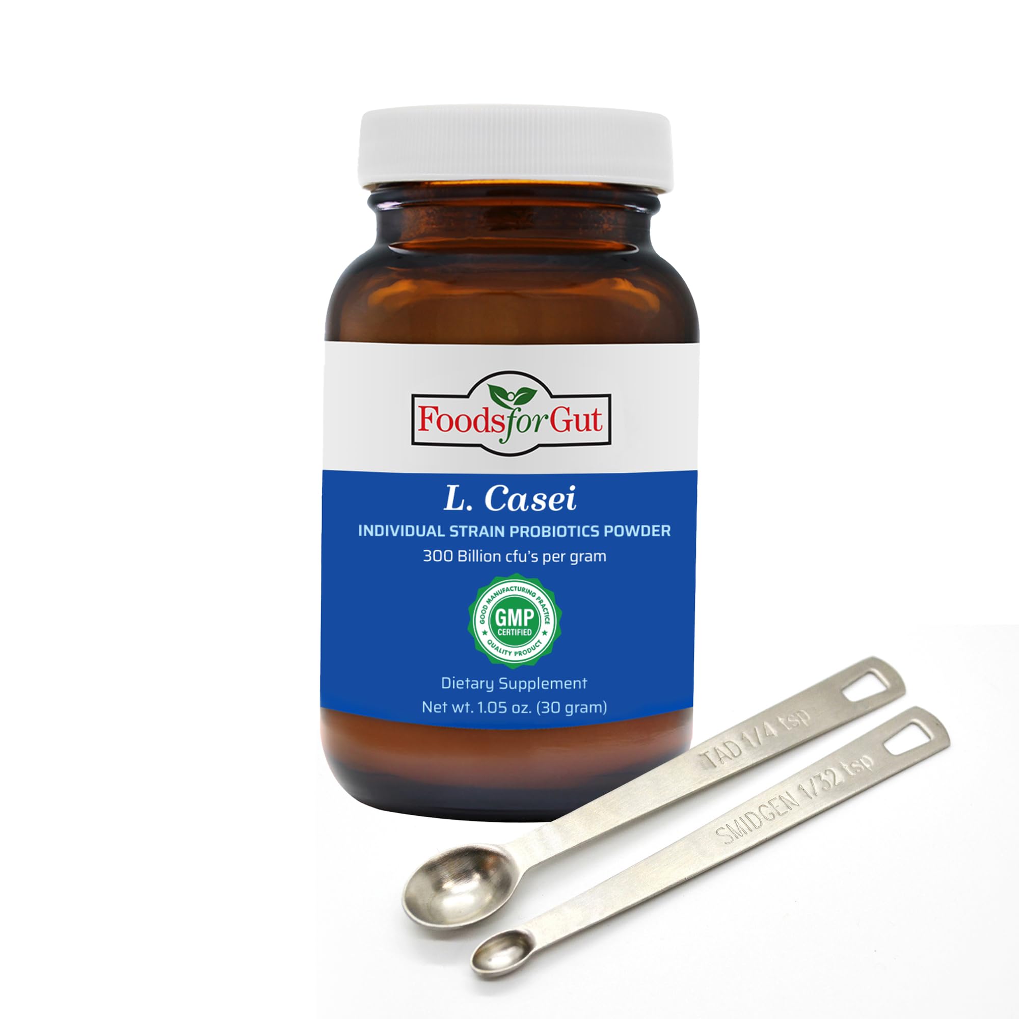 Foods For Gut Lactobacillus Casei Probiotic Powder 300 Billion cfu's | Made in USA | No Additives | Digestive & Immune Support | High Potency | L. Casei | 30 Grams (1.05 Oz)