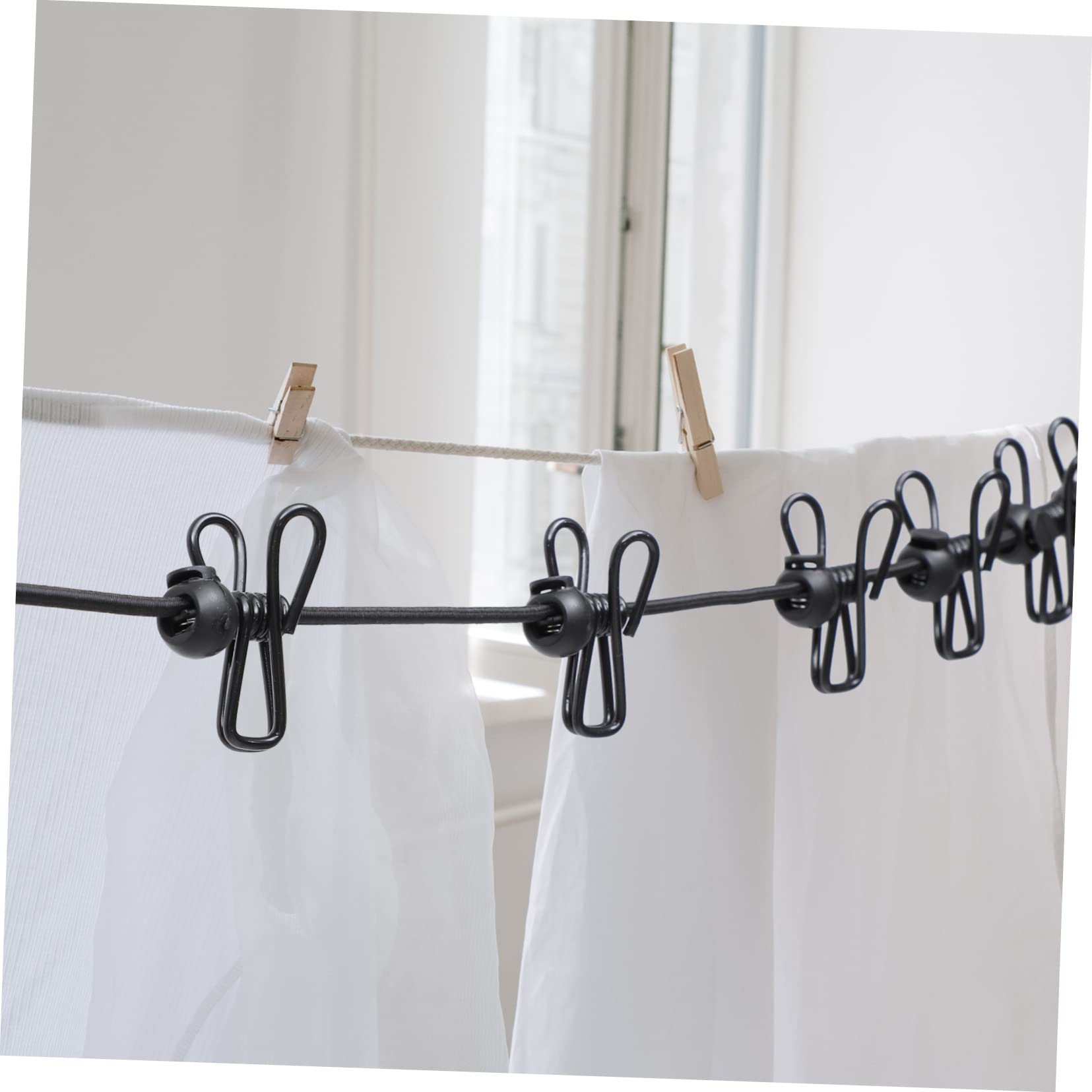 Amosfun 3 Set Di Corde Per Stendere Gli Stendibiancheria Da Viaggio Resistenti E Nere Con Clip Per Appenderli Facilmente 2 Pezzi*3