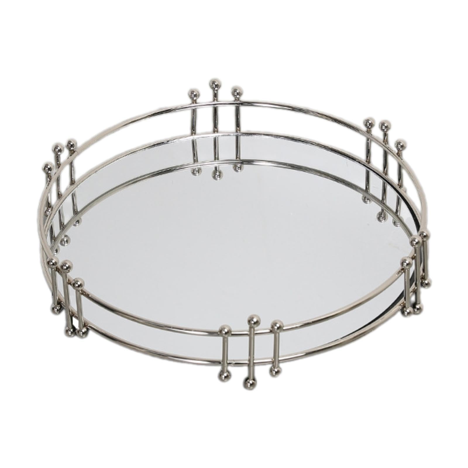 AMSLSIU Decorative Tray Jewelry Organizer With Practical Multifunctional Storage Etc. Decorative Tray Vanity Jewelry, Silver, 25.8x5.9cm
