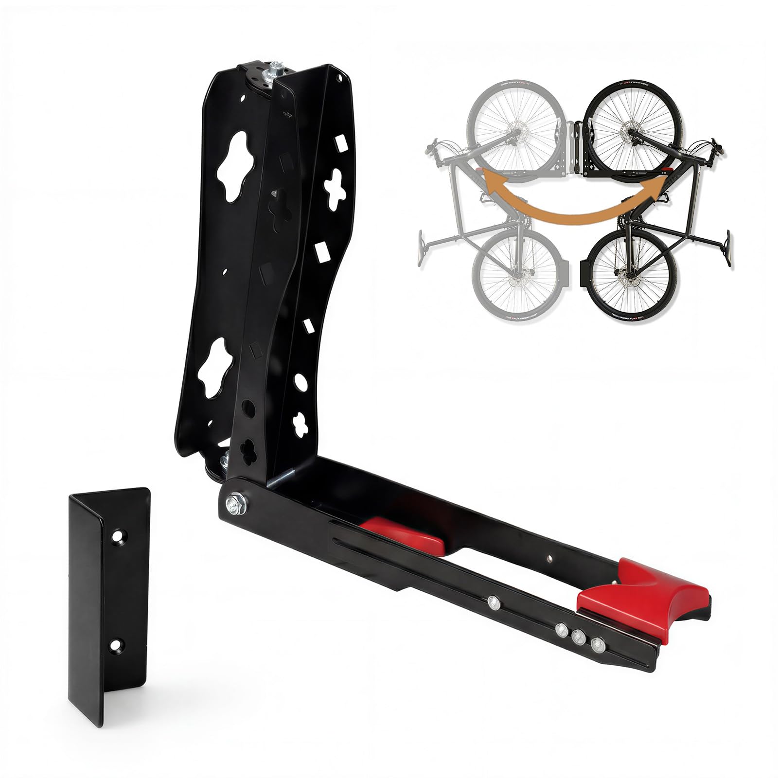 MONVELO Swivel Bike Wall Mount, Adjustable Bike Wall Rack Bike Hanger, Fits 24"-29" Tyres, Holds Up to 30kg