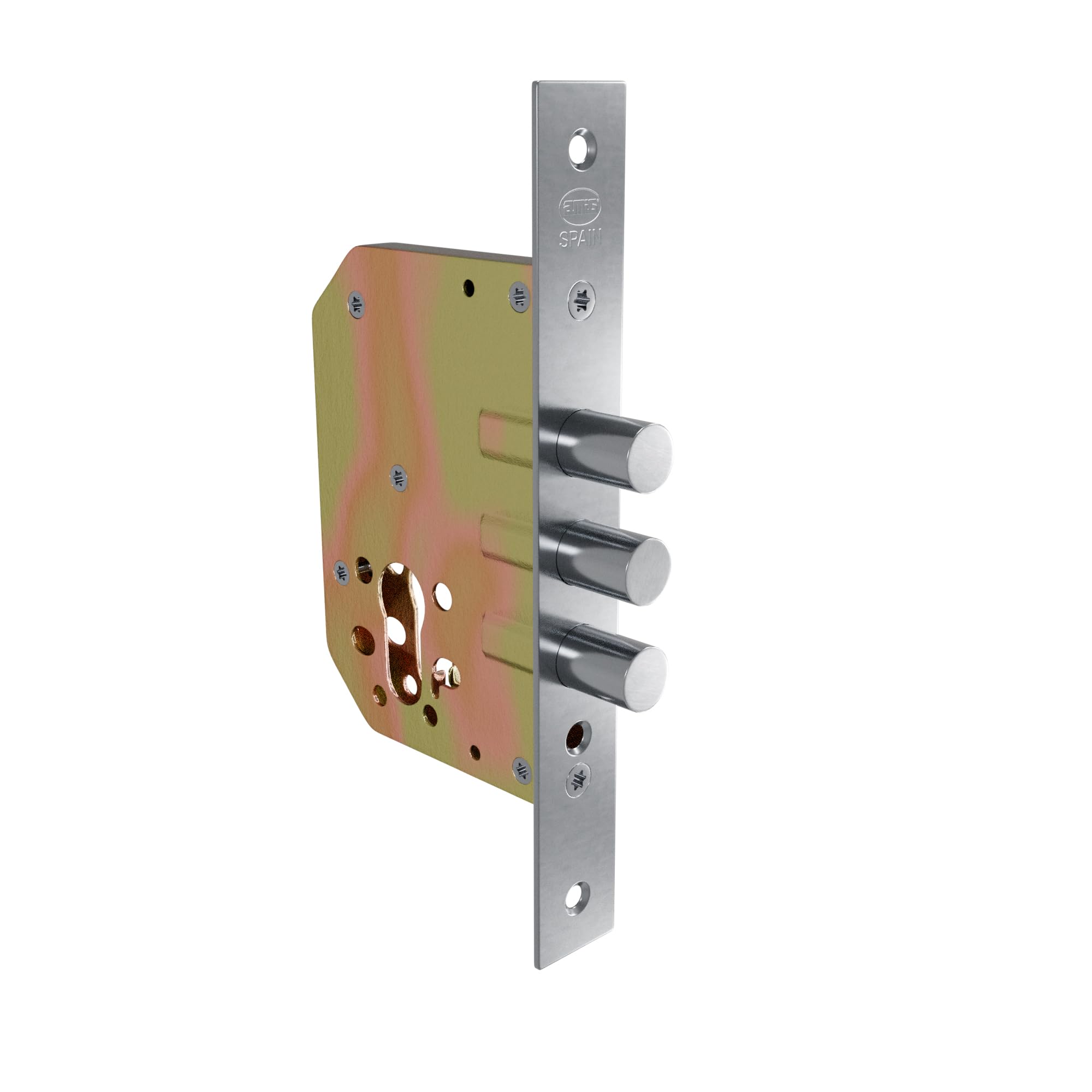 Amig Metallic Silver - Auxiliary Mortise Lock For Wooden Doors | Displacement 20 Mm And Input: 50 Mm. | Without Door | Steel | Matte Chrome | Includes Screws