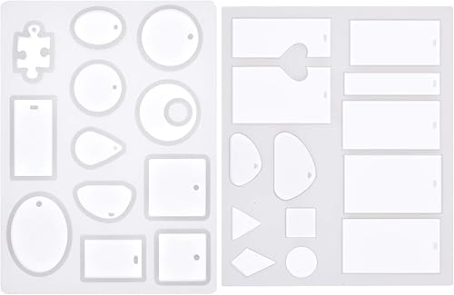 Funshowcase Cabujón - Molde de de silicona con agujero para arcilla polimérica, manualidades, epoxi, aretes colgantes para hacer 2 en juego