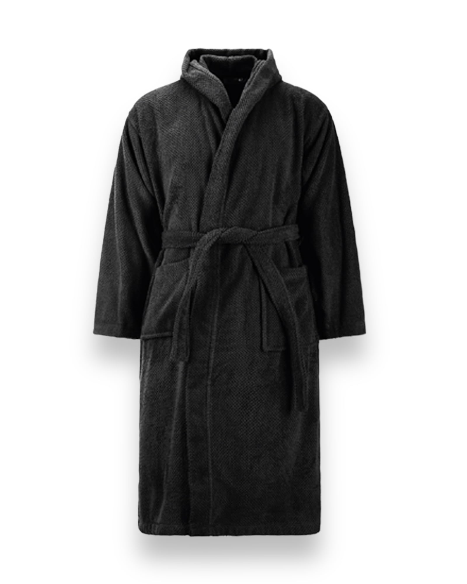 Accappatoio Spugna 100% Cotone Tinta Unita con Cappuccio Tasche e cintura 425 gr, Uomo Donna Unisex Art. Pepe Maison Sucrée (M, 4-Nero)