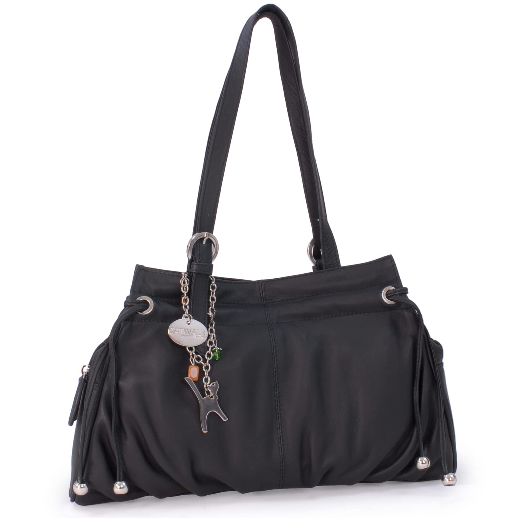 Catwalk Collection Handbags - Damen Leder Schultertasche - Handtasche Mittelgroß - mit Verstellbare Schultergurte - Alice